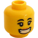 LEGO Gelb Stein Anzug Mädchen Minifigur Kopf (Vertiefte feste Noppen) (3626 / 38176)