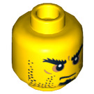 LEGO Gelb Bushy Eyebrows und Stubble Kopf (Einbau-Vollbolzen) (3626 / 14353)