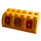 LEGO Geel Chest Deksel 4 x 6 met "5" en Stars Sticker (4238)