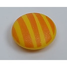 LEGO Yellow Clikits Icon, Small Thin Round 2x2 with Pin with Orange Stripes (45475 / 48308)