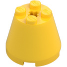 LEGO Gul Cone 3 x 3 x 2 med Aksel hul (6233 / 45176)