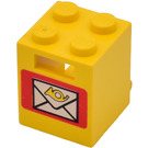 LEGO Yellow Container 2 x 2 x 2 with Mail Envelope with Solid Studs (4345)