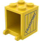 LEGO Geel Container 2 x 2 x 2 met 'Transport' Sticker met volle noppen (4345)