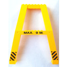 LEGO Jaune Grue Support - Double avec "Max 9 m" et Danger Rayures Autocollant (Goujons sur Cross-Brace) (2635)