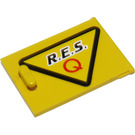 LEGO Geel Kast 2 x 3 x 2 Deur met 'R.E.S. Q' (Links) Sticker (4533)