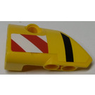LEGO Yellow Curved Panel 1 Left with Red and White Warning Stripes, Black Stripe Sticker (87080)