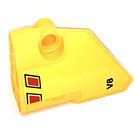 LEGO Yellow Curved Panel 1 Left with 'V8', Black and Red Vent Openings Sticker (87080)