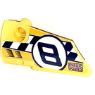 LEGO Yellow Curved Panel 3 Left with Chequered 8 Sticker (64683)