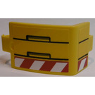 LEGO Gelb Gebogen Panel 3 x 6 x 3 mit Schwarz Lines und Rectangles und rot und Weiß Danger Streifen Links Aufkleber (24116)