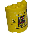 LEGO Gelb Zylinder 2 x 4 x 4 Hälfte mit Control Panel Code 82-5/0 Aufkleber from Set 8250/8299 (6218)