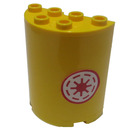 LEGO Geel Cilinder 2 x 4 x 4 Halve met Rood Star Wars Republic logo Links Sticker (6218)