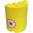 LEGO Geel Cilinder 2 x 4 x 4 Halve met Rood Star Wars Republic logo Rechtsaf Sticker (6218)