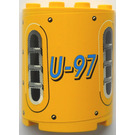 LEGO Geel Cilinder 2 x 4 x 4 Halve met U-97 Sticker from Set 8250/8299 (6218)