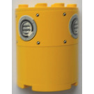 LEGO Gelb Zylinder 2 x 4 x 4 Hälfte mit Vent Löcher Aufkleber (6218)