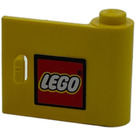 LEGO Gelb Tür 1 x 3 x 2 Recht mit Lego Logo Aufkleber mit festem Scharnier (3188)