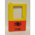 LEGO Yellow Door 1 x 4 x 5 Train Left with Red Bottom Half with British Rail Logo and '7735' Sticker (4181)