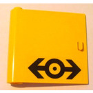 LEGO Gelb Tür 1 x 5 x 4 Links mit Groß Schwarz Zug Logo Aufkleber mit dickem Griff (3195)
