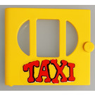 LEGO Yellow Door 1 x 6 x 5 Fabuland with 3 Windows with "TAXI" Sticker
