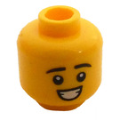 LEGO Yellow Double Sided Head with Smile and Raised Eyebrows (Recessed Solid Stud) (3626 / 100972)