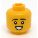 LEGO Yellow Double Sided Head with Smile and Raised Eyebrows (Recessed Solid Stud) (3626)