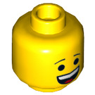 LEGO Yellow Dual Sided Emmet Head with Open Mouth with Teeth and Happy / Serious Face (Recessed Solid Stud) (3626 / 44209)