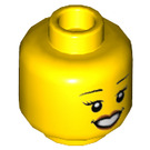 LEGO Geel Dual-Sided Female Hoofd met Open Smile met Tanden / Laughing met gesloten Ogen (Verzonken Solid Stud) (3626 / 56785)