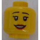 LEGO Gul Dobbeltsidet Kvinde Hoved med Smiling og Scared Expression (Forsænket solid knops) (3626)