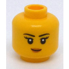 LEGO Geel Dual Sided Female met Zwart Eyebrows, Pink Lips / Roaring (Verzonken Solid Stud) (3626)