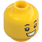 LEGO Amarillo Doble cara Chica Cabeza con Ancho Mueca / Ancho Open Boca (Espiga sólida hueca) (3626 / 69191)