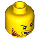 LEGO Yellow Dual Sided Head with Angry Scowl with Dark Red Beard/Stubble (Recessed Solid Stud) (3626)