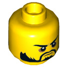 LEGO Gul Dubbelsidig Huvud med Svart Skägg, Svart Eyebrows (Infälld solid knopp) (3626 / 34562)