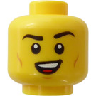 LEGO Gul Dubbelsidig Huvud med Smirk (Infälld solid knopp) (3626)