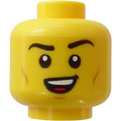 LEGO Jaune Dual Sided Diriger avec Smirk (Goujon solide encastré) (3626)