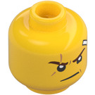 LEGO Žlutá Oboustranné Kai Hlava s Scar a Bandage Strip (Zapuštěný pevný cvoček) (3626 / 33812)