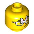 LEGO Yellow Dual Sided Male Head with Bunny Glasses and Wink / Open Mouth with Tongue (Recessed Solid Stud) (3626 / 101510)