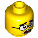 LEGO Gelb Dual-Sided Männlich Kopf mit Brille, Dick Eyebrows, Stoppel und Scared / Serious Gesicht (Vertiefte feste Noppen) (3626 / 36435)