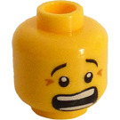 LEGO Yellow Dual Sided Scared Head Brown Crows Feet (Recessed Solid Stud) (23090 / 59877)