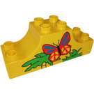 LEGO Yellow Duplo Bow 2 x 6 x 2 with Butterfly, Grass and Tree Pattern (4197)