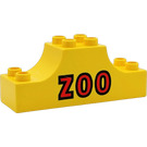 LEGO Yellow Duplo Bow 2 x 6 x 2 with "ZOO" (4197)