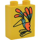 LEGO Yellow Duplo Brick 1 x 2 x 2 with Bird without Bottom Tube (4066)
