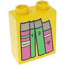 LEGO Yellow Duplo Brick 1 x 2 x 2 with Books without Bottom Tube (4066)