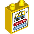 LEGO Yellow Duplo Brick 1 x 2 x 2 with Bus Schedule with Bottom Tube (17492 / 35273)