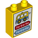 LEGO Yellow Duplo Brick 1 x 2 x 2 with Bus Schedule with Bottom Tube (4066)