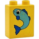 LEGO Yellow Duplo Brick 1 x 2 x 2 with Fish without Bottom Tube (4066)