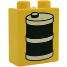 LEGO Yellow Duplo Brick 1 x 2 x 2 with Oil Barrel without Bottom Tube (4066)