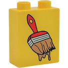 LEGO Yellow Duplo Brick 1 x 2 x 2 with Paintbrush without Bottom Tube (4066)