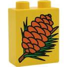 LEGO Yellow Duplo Brick 1 x 2 x 2 with Pinecone without Bottom Tube (4066)