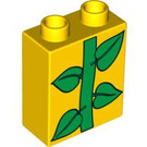 LEGO Yellow Duplo Brick 1 x 2 x 2 with Plant Stalk without Bottom Tube (4066 / 84616)
