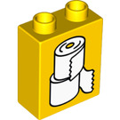 LEGO Yellow Duplo Brick 1 x 2 x 2 with toilet paper with Bottom Tube (15847 / 29325)