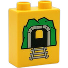 LEGO Duplo Gelb Backstein 1 x 2 x 2 mit Zug Tunnel ohne Unterrohr (4066)
